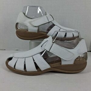 Earth Spirit Astrid White Leather Fisherman Sandals Womens 7.5 2583585 Comfort